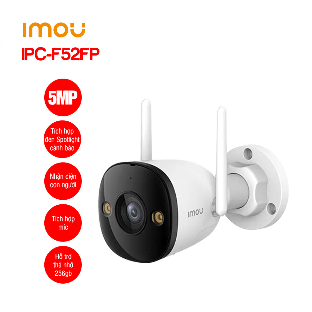 Camera Wifi ngoài trời IMOU IPC-F52FP 5MP có màu