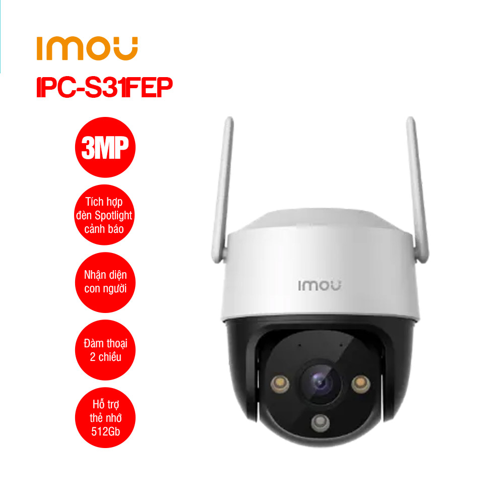 Camera Wifi ngoài trời xoay, đàm thoại 2 chiều, Full Color IMOU IPC-S31FEP (Cruiser SE+ 3MP)