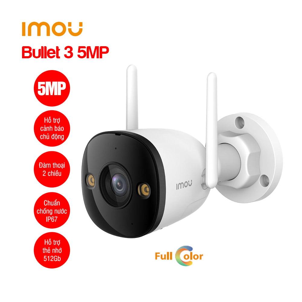 Camera Wifi ngoài trời Full Color, đàm thoại 2 chiều iMOU IPC-S3EP-5M0WE
